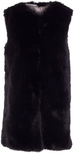Herno Women's Blue Mid-Length Cut Faux Fur Vest