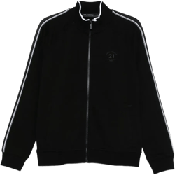 Karl Lagerfeld Men's Black Zip-Up Cotton Jacket