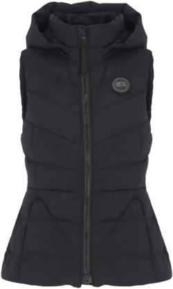 Canada Goose Women's Black High Neck Sleeveless Quilted Vest With Removable Hood