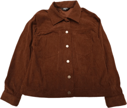 INSPIRE CHIC Women's Corduroy Long Sleeve  Lapel Collar Fall Outerwear Button Down Shacket Jackets Brown Large