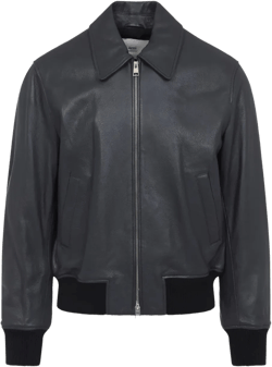 zip-front leather jacket