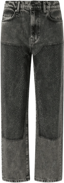 stonewash crystal-embellished jeans