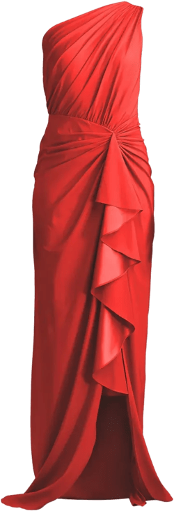 one-shoulder ruffled dress