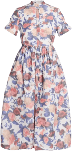 floral-print short-sleeve midi dress