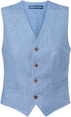 Polo Ralph Lauren Women's Blue Linen And Cotton Twill Vest