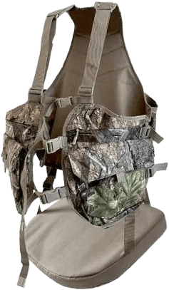 Camouflage Hunting Vest With Detachable Seat Cushion For Turkey And Upland Bird Hunting