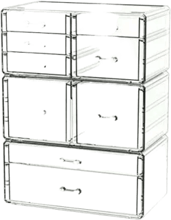 Clear Stackable Storage Drawers,Plastic Makeup Organizer And Bathroom Storage Bins With 9 Drawers For Make