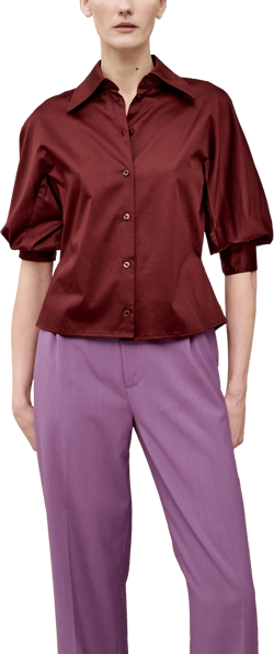 Colette 3/4 Sleeve Button Down in Cotton Sateen