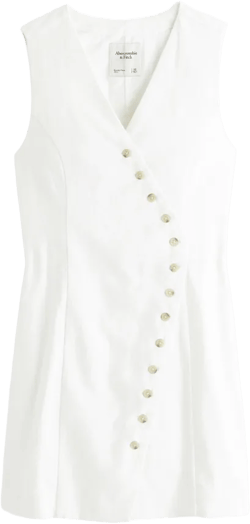 The A&F Mara Linen-Blend Asymmetrical Button Mini Dress