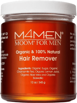 MOOM Organic Hair Removal Sugar Wax for Men with Aloe Vera & Chamomile – Soft Wax for Sensitive Skin & Men Hair - Perfect for Back, Chest, Eyebrow & Body - 12 oz Jar (Strips & Sticks NOT Included) Men wax 12 Ounce (Pack of 1)