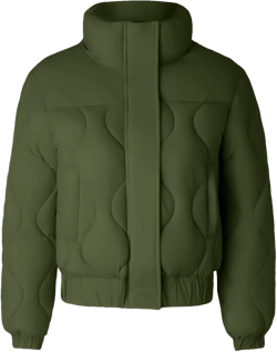 Women's Cropped Puffer Jacket Stand Collar Pockets Baggy Jackets Short Warm Quilted Jacket Padded Winter Coat Green Small