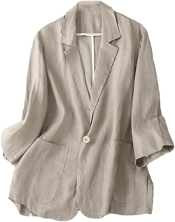 Women Cotton and Linen Solid Color Blazers Seven-Sleeve Suit Jacket Spring Loose Large Size Casual Top