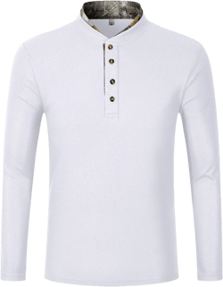 Polo Tees for Men Stand Collar Quarter Button Long Sleeve Tshirts Sports Comfortable Oversized Casual Sweater Tops White Large