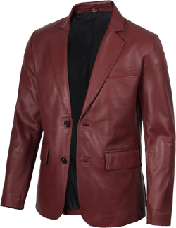 fjackets Leather Blazer for Men - Black & Brown Real Lambskin Casual Men's Leather Jacket Coats Maroon - Men Leather Blazer X-Small