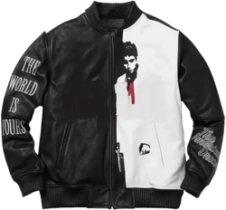 Mens Al Pacinoo Real Leather Jacket black and white Leather Jacket
