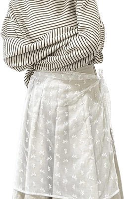 Vintage Lace Lace Apron for Women to Wear Lace-up One-Piece Skirt with All-in-one Square Scarf Silk Scarf White Bow