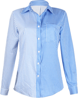 JEsilunmaMY Womens Color Block Stripe Lapel Shirt Buttons Long Sleeve Pockets Blouses Tops Casual Loose Fall Dress Shirts