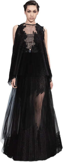 Pleated Locust Leaf lace Gown with Halter Pleated Top