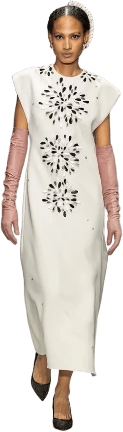 Ivory Cady Tunic Dress with Sashi Mirror Embroidery