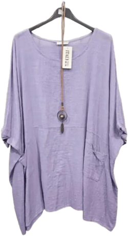 Ladies Cotton Tunic Top Oversized Batwing Lagenlook Dress for Women, Lightweight 3/4 Sleeve Summer top with pocket Loose Fit Plus Size 18-28