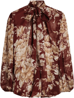 floral-print bow blouse