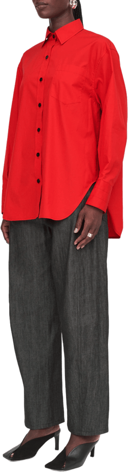 Oversized Tunic Shirt in Red Apple