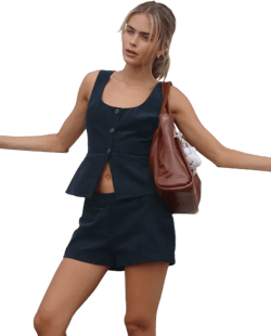 Ganita Vest in Baby Cord Navy