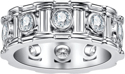 AnuClub Moissanite Wedding Ring Wedding Band D Color VVS1 925 Sterling Silver 2.5/3mm Roman Column Retro Eternity Promise Engagement Anniversary Band Ring for Men Women Couples with Certificate
