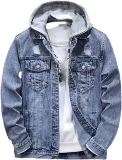 Men Casual Detachable Hooded Denim Jacket Autumn Fashion Fit Men's Blue Denim Jacket