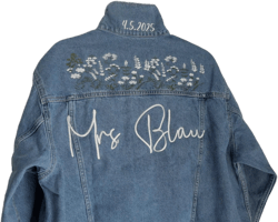 Embroidered Jean Jacket, Wedding Jean Jacket, Wedding Denim Jacket, Embroidered Name Jacket, Personalized Jean Jacket, Custom Jean Jacket