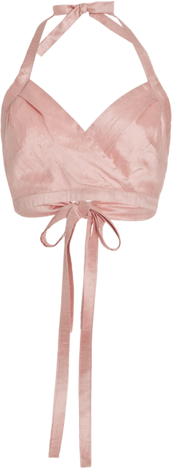 Baby Pink Silk Halter Top