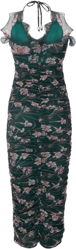 BOTANIC RETRO FLUTTER MIDI DRESS