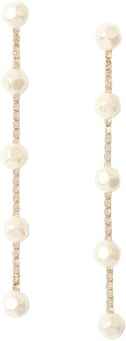 Gold Tone Diamante Pearl Drop Earrings