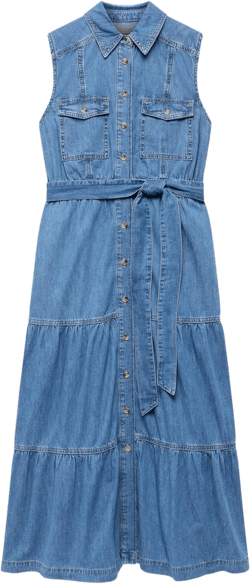 Blue Denim Maxi Shirt Dress