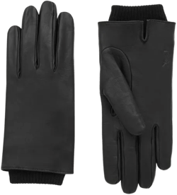 CASSANDRE CUFFED GLOVES IN LEATHER AND WOOL