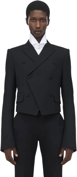 Double-breasted Shrunken Blazer in Black