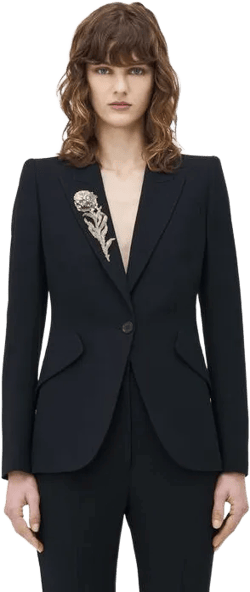 Peak Shoulder Embellished Jacket in Black