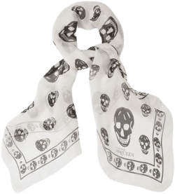 Classic Silk Skull Scarf in Ivory/Black