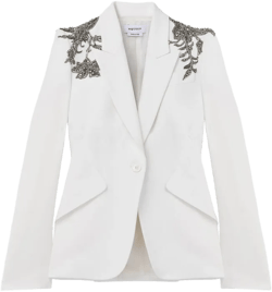 Silver Tattoo Peak Shoulder Jacket in Ivory