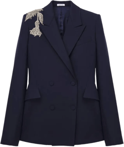 Embroidered Double-breasted Jacket in Navy