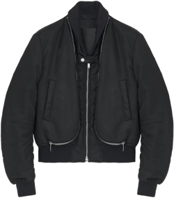 Zip Detail Cropped Bomber Jacket in Black