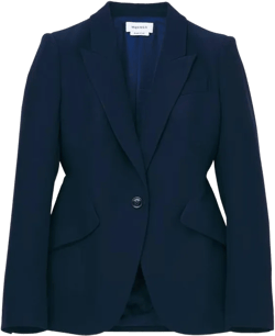 Peak Shoulder Leaf Crepe Jacket in Sapphire
