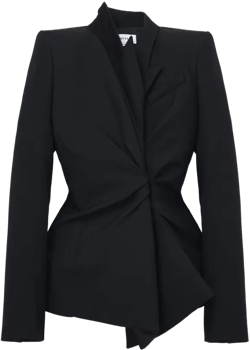 Twisted Lapel Jacket in Black