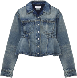 Stonewashed Denim Peplum Jacket in Indigo Stonewashed
