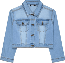 JMOJO 2025 Cropped Denim Jacket for Women Stretchy Fitted with 2 Pockets – Lightweight Trendy Short Jean Shacket Cropped 6X-Large Light Blue Wash