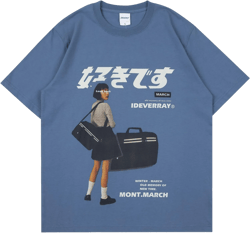 Men Women Vintage Graphic Tees Y2K Anime Shirt Japanese Harajuku T-Shirt Hip Hop Aesthetic Streetwear Short Sleeve Baggy Top