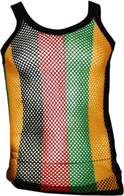 Clossy London 100% Cotton Rasta String Vest Mesh Fishnet Fitted Striped Black Red Green Yellow Colours (4XL-5XL)