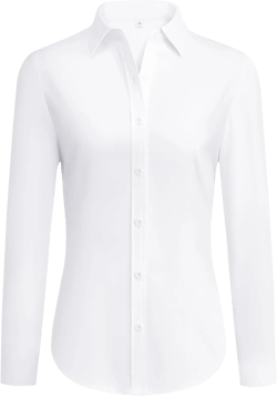 Button Down Shirts for Women Dress Shirts Business Casual Outfits Collared Fitted Blouse Work Interview Office Attire Medium A White