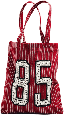 Printed Beaded Canvas Tote Bag