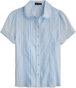 Button-up short-sleeve shirt in cotton voile